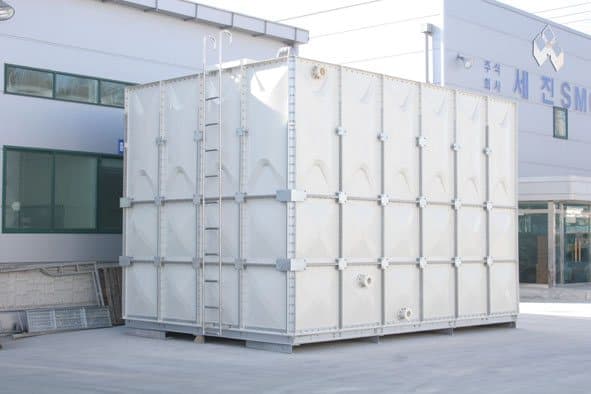 White GRP sectional panel water tank